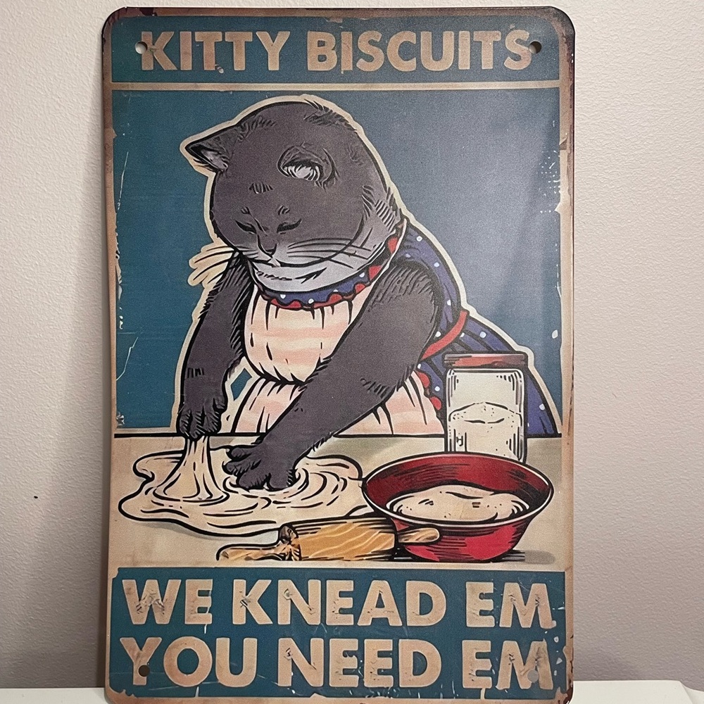 Kitty Biscuits Vintage Metal Sign